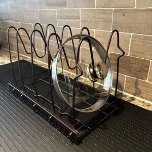 Brown Metal Pot Lid & Pan Organizer Rack  *Lids & Pot not included